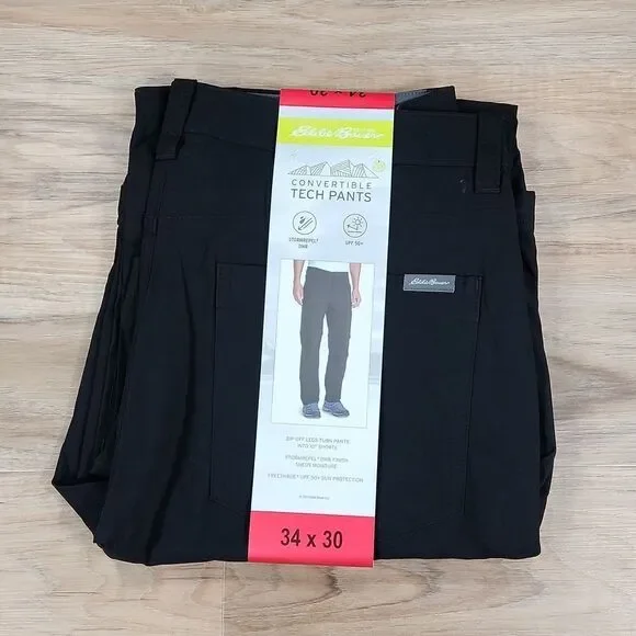 🔹️NWT Eddie Bauer Black Storm Repel UPF 50+ Convertible Pant Men's 34x30